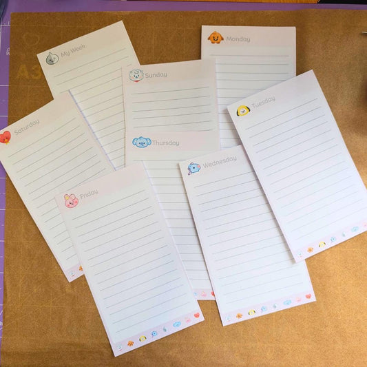 BT21 BTS Kpop Weekly Planner Journaling Notepad