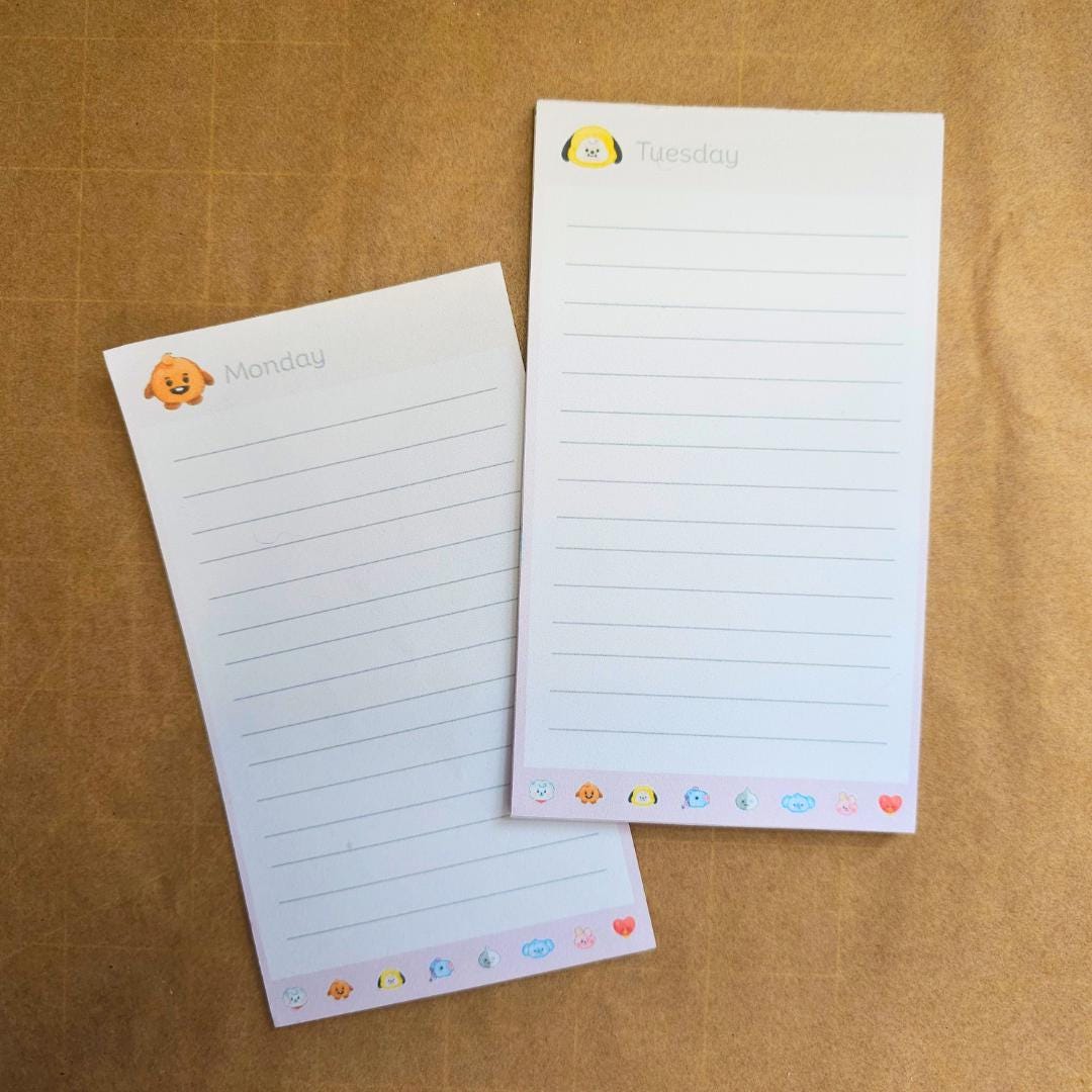 BT21 BTS Kpop Weekly Planner Journaling Notepad
