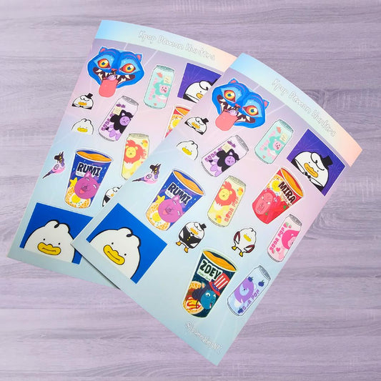 Kpop Demon Hunters Huntrix + Saja boys Sticker Sheet