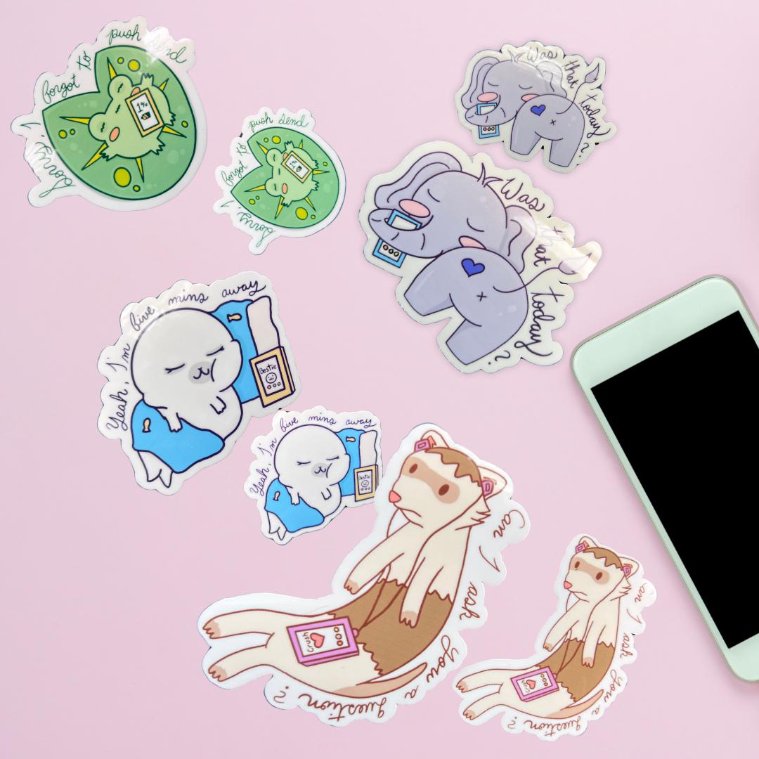 Sassy Anxiety Cell Phone Animal Stickers