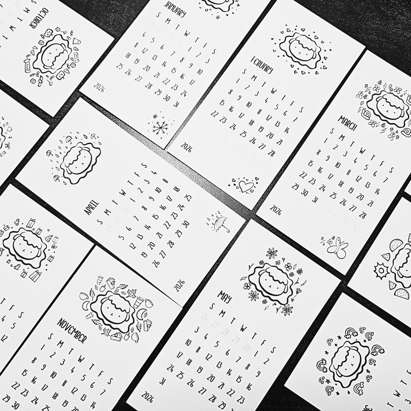 2026 Mini Photocard Calendar Sheep Coloring Book
