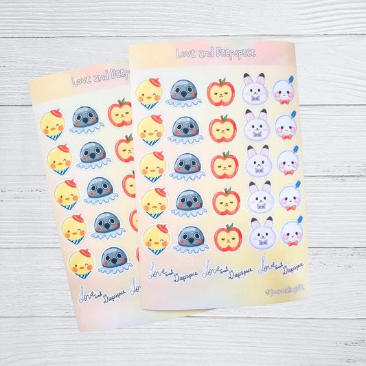 Love and Deepspace Emoji Mascot Journaling Sticker Sheet
